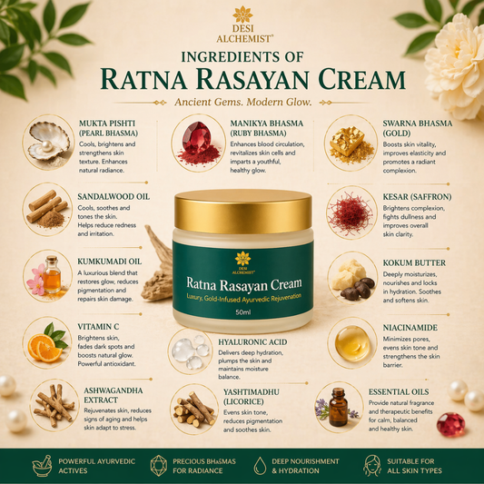 Ratna Rasayan Cream – Ruby & Pearl Infused Ayurvedic Cream for Radiance & Rejuvenation