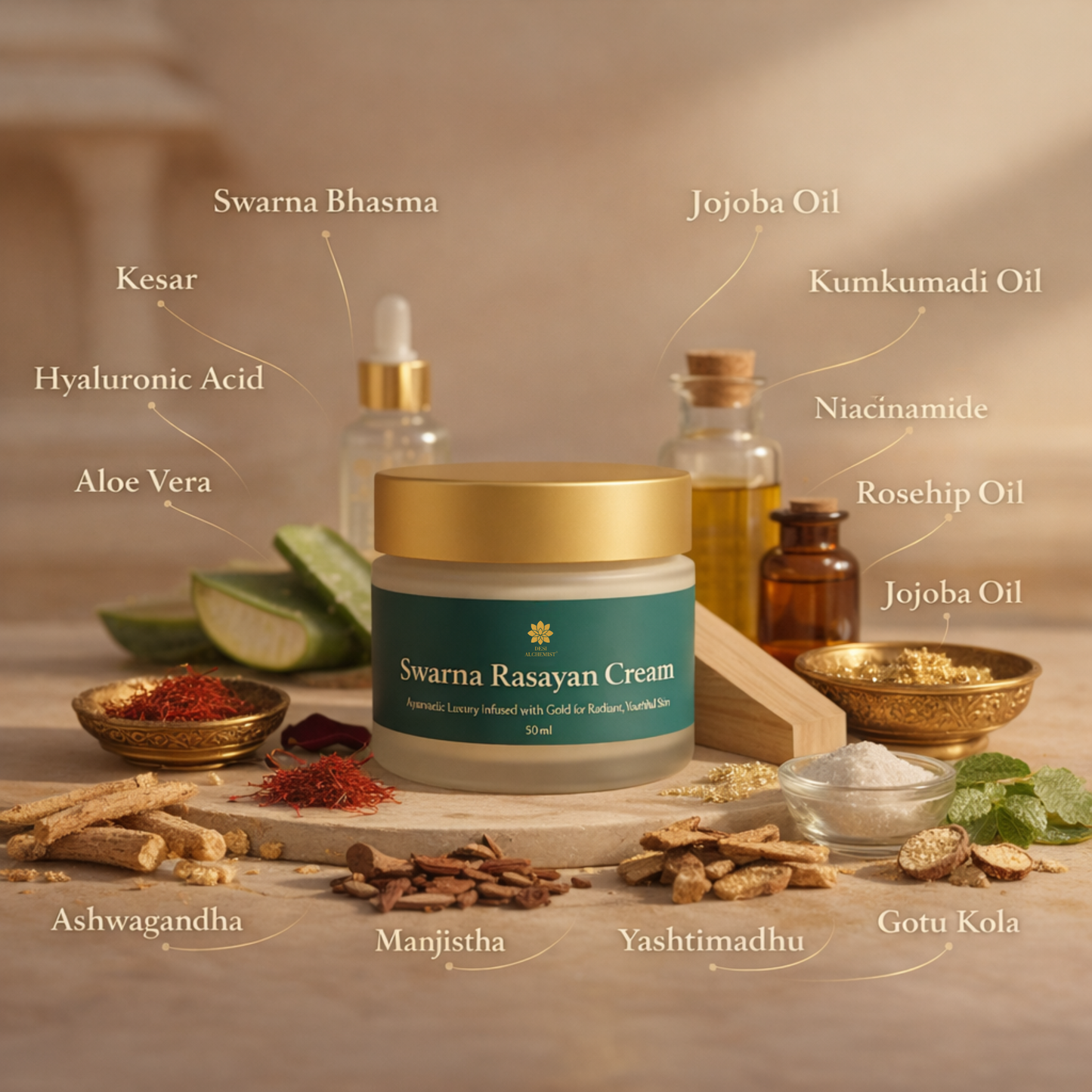 Swarna Rasayan Cream – Luxury Gold-Infused Ayurvedic Rejuvenation