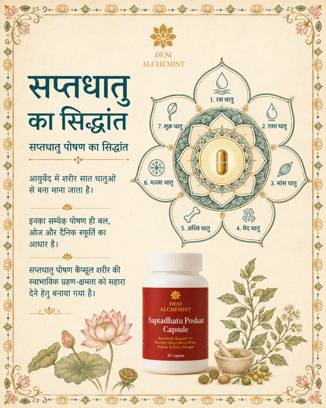 Saptadhatu Poshan Capsule – Ayurvedic Nutrient Absorption & Daily Strength Support