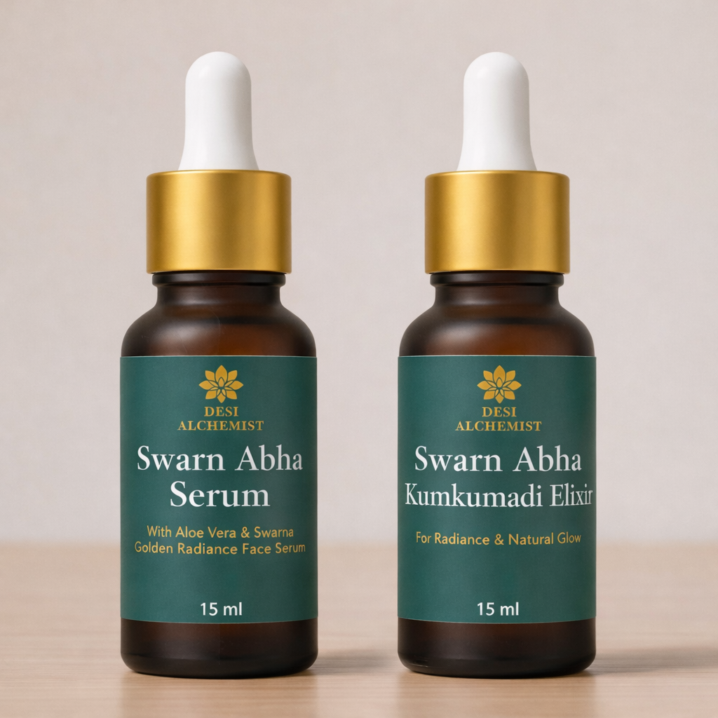 Kumkumadi Saundarya Ritual – Swarn Abha Serum + Kumkumadi Elixir Duo