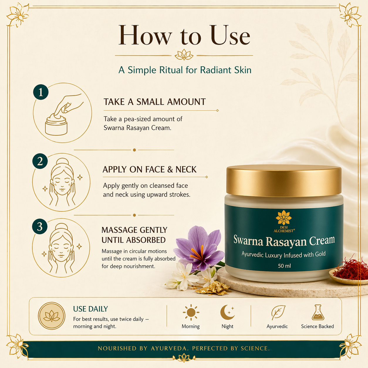 Swarna Rasayan Cream – Luxury Gold-Infused Ayurvedic Rejuvenation
