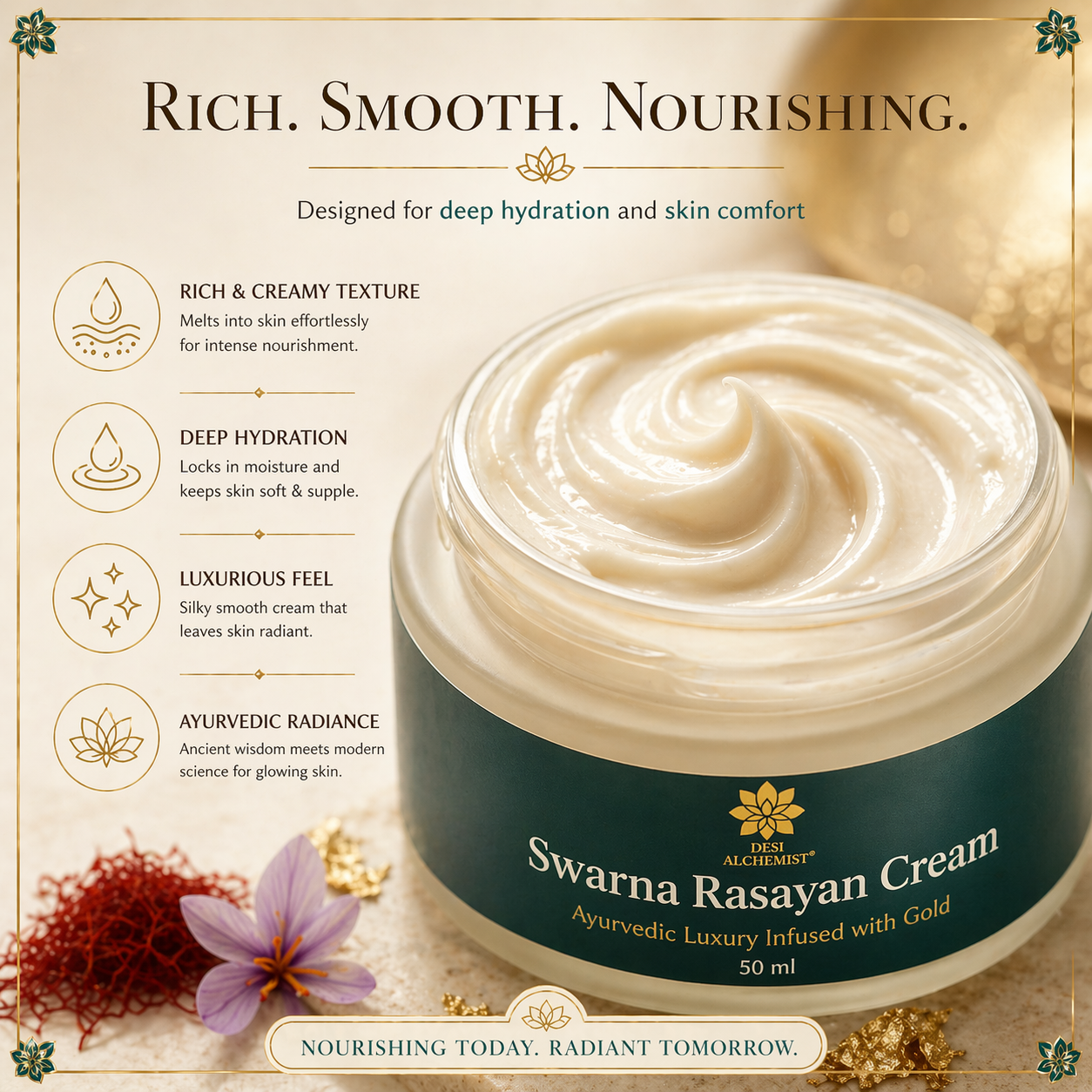 Swarna Rasayan Cream – Luxury Gold-Infused Ayurvedic Rejuvenation