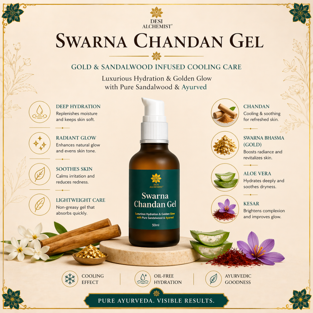 Swarna Chandan Gel – Luxurious Gold & Soothing Sandalwood Hydration