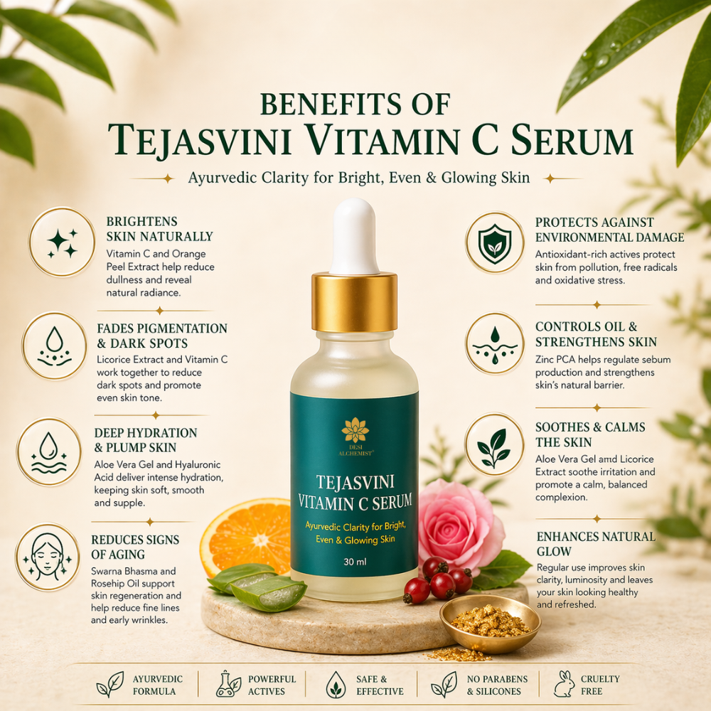 Tejasvini Vitamin C Serum – Brightening & Hydrating with Aloe Vera, Sw –  DesiAlchemist