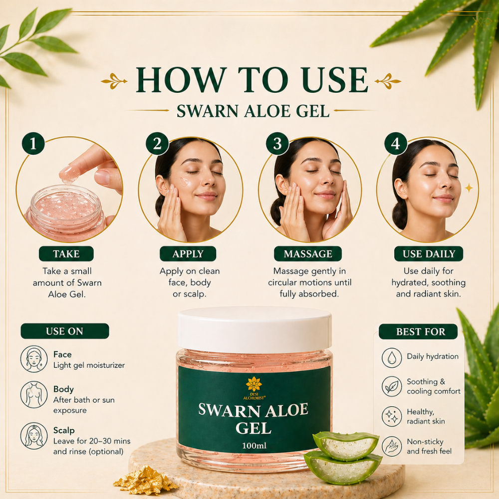Swarn Aloe Gel – Gold-Infused Ayurvedic Soothing & Repair Gel (100 ml)