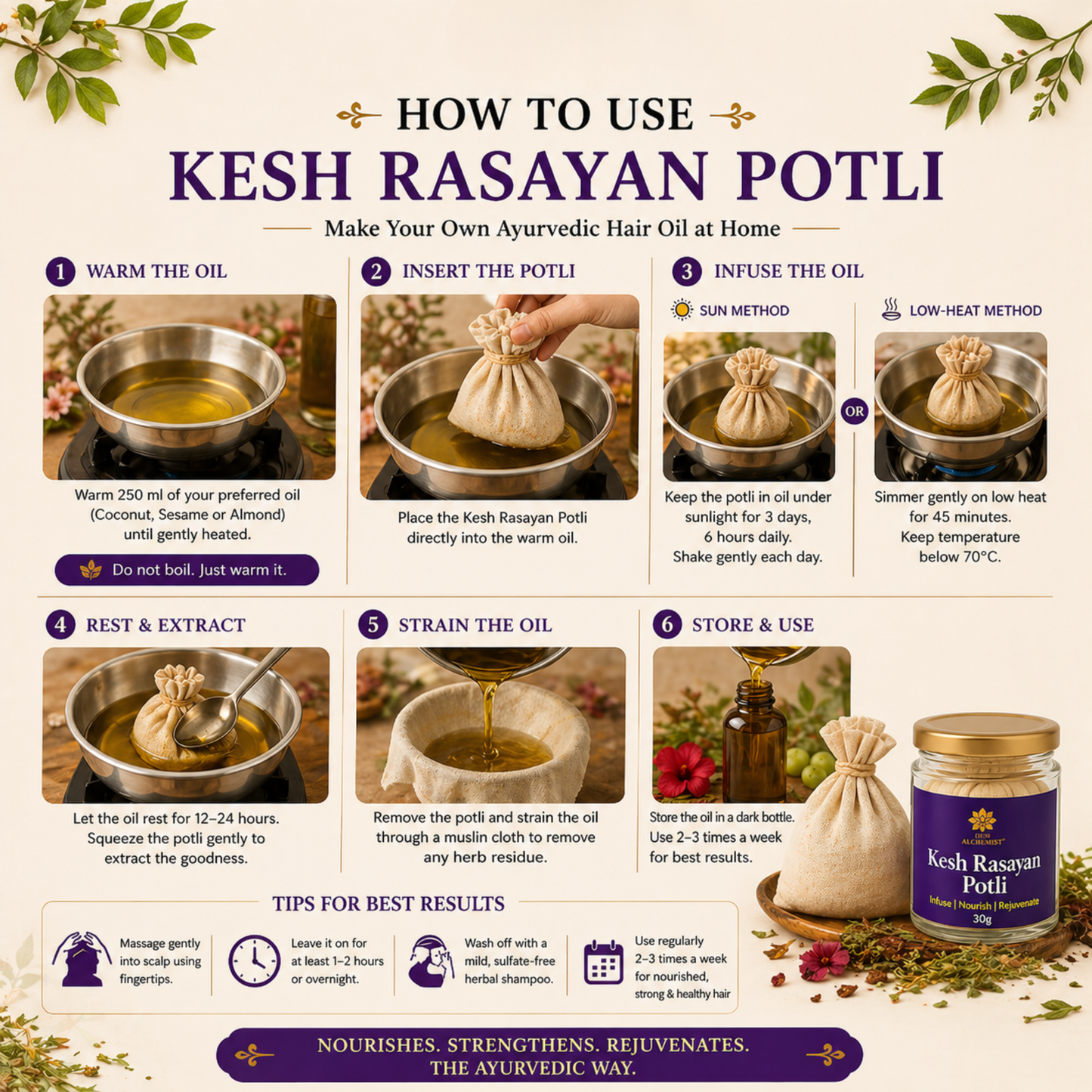 Kesh Rasayan Potli – Ayurvedic Hair Herb Sachet (One-Time Use)