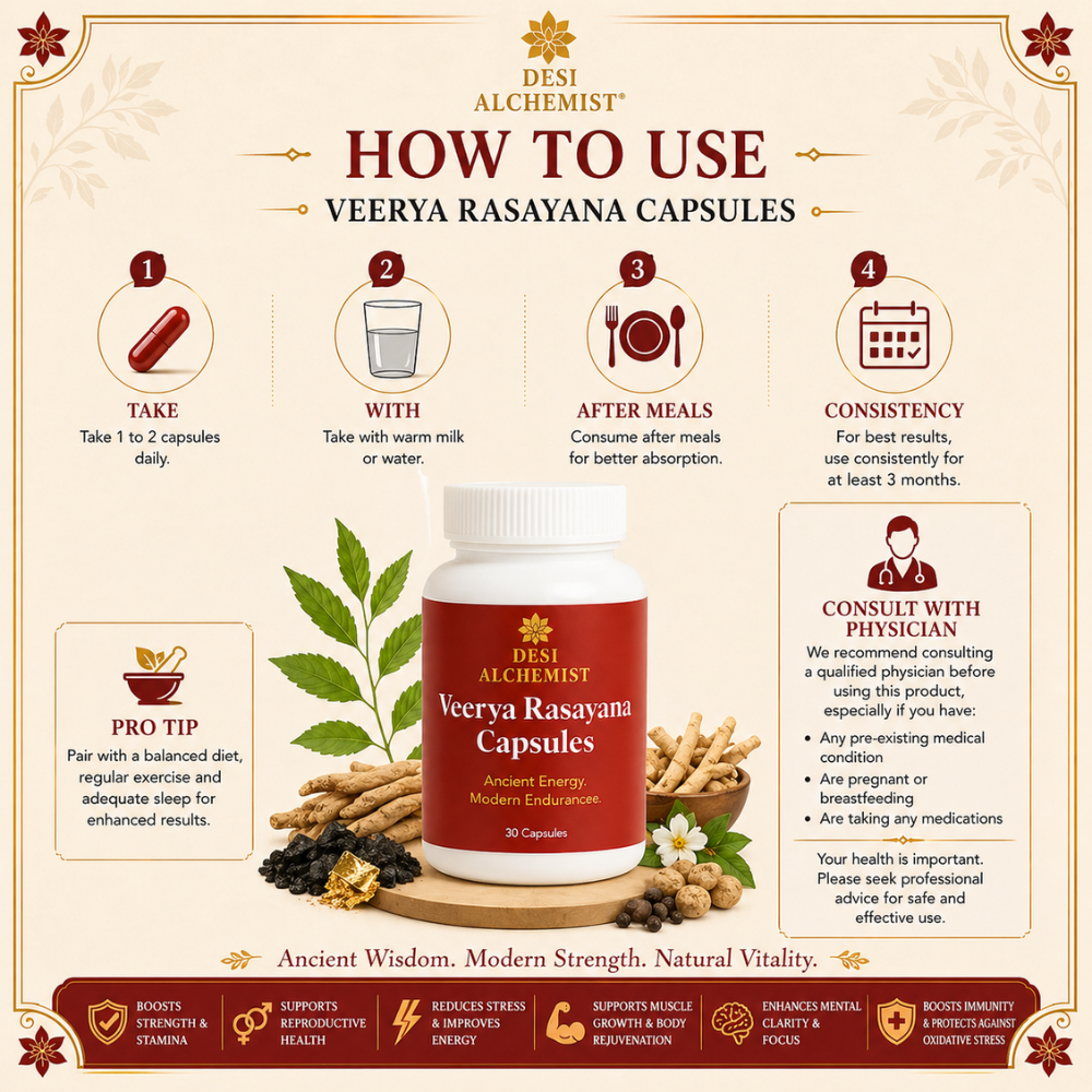 Veerya Rasayana Capsules – Ayurvedic Strength & Vitality Booster