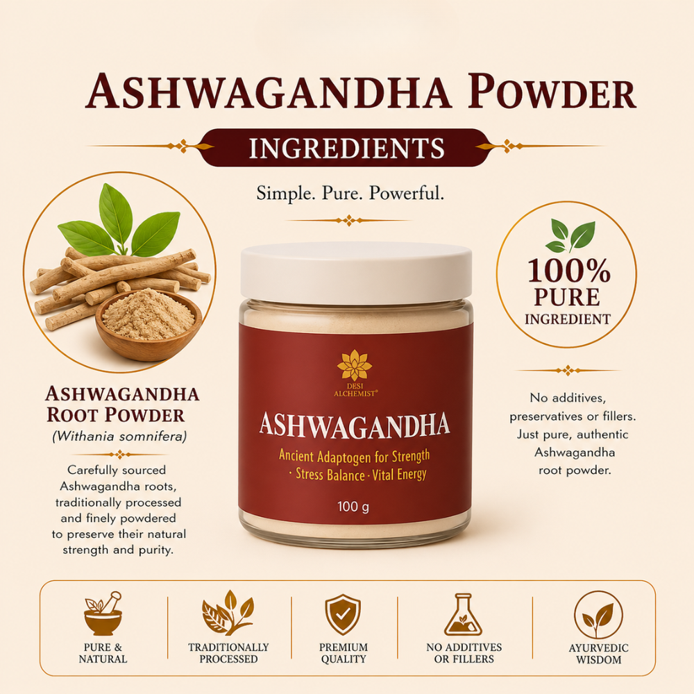 Ashwagandha Powder 100g | Ayurvedic Adaptogen for Strength & Stress Balance |