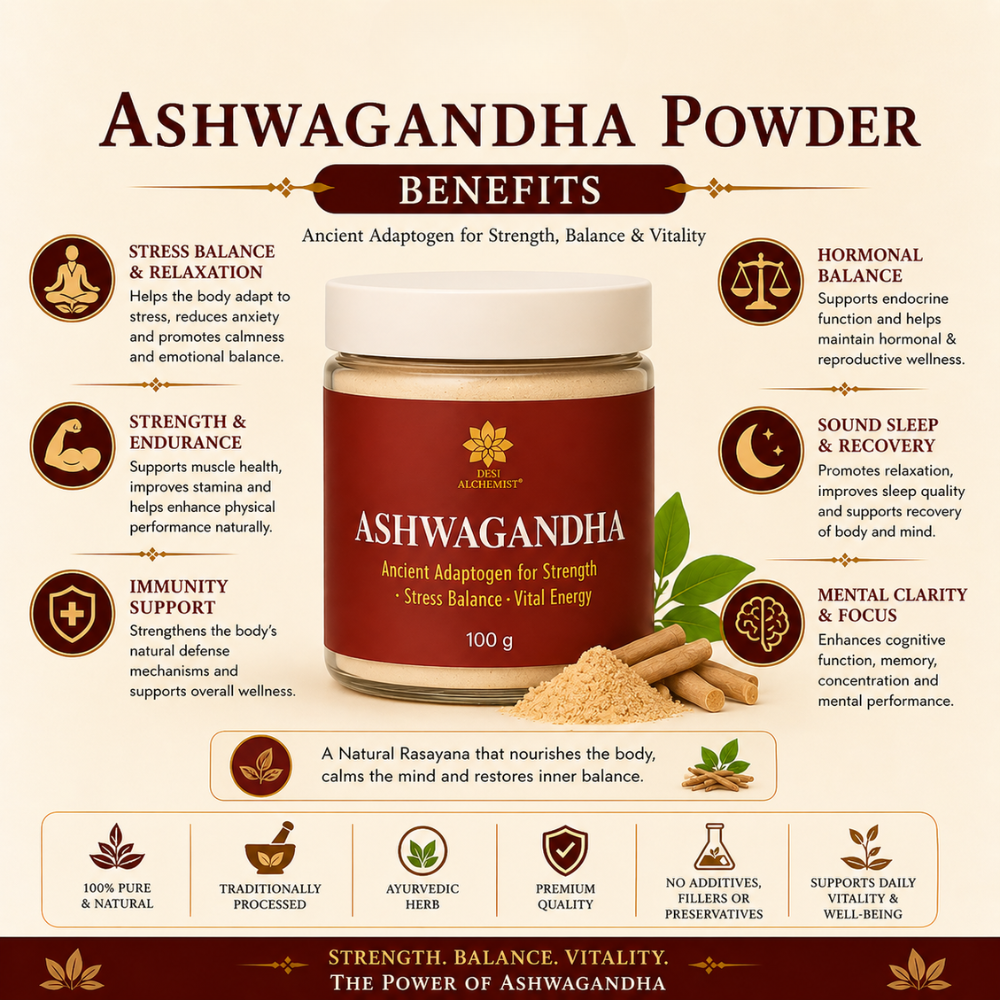 Ashwagandha Powder 100g | Ayurvedic Adaptogen for Strength & Stress Balance |