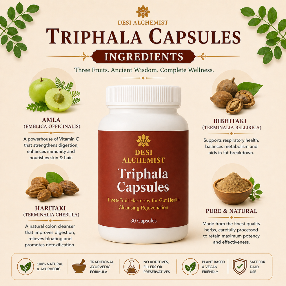 Triphala Capsules – Ayurvedic Digestive & Detox Formula