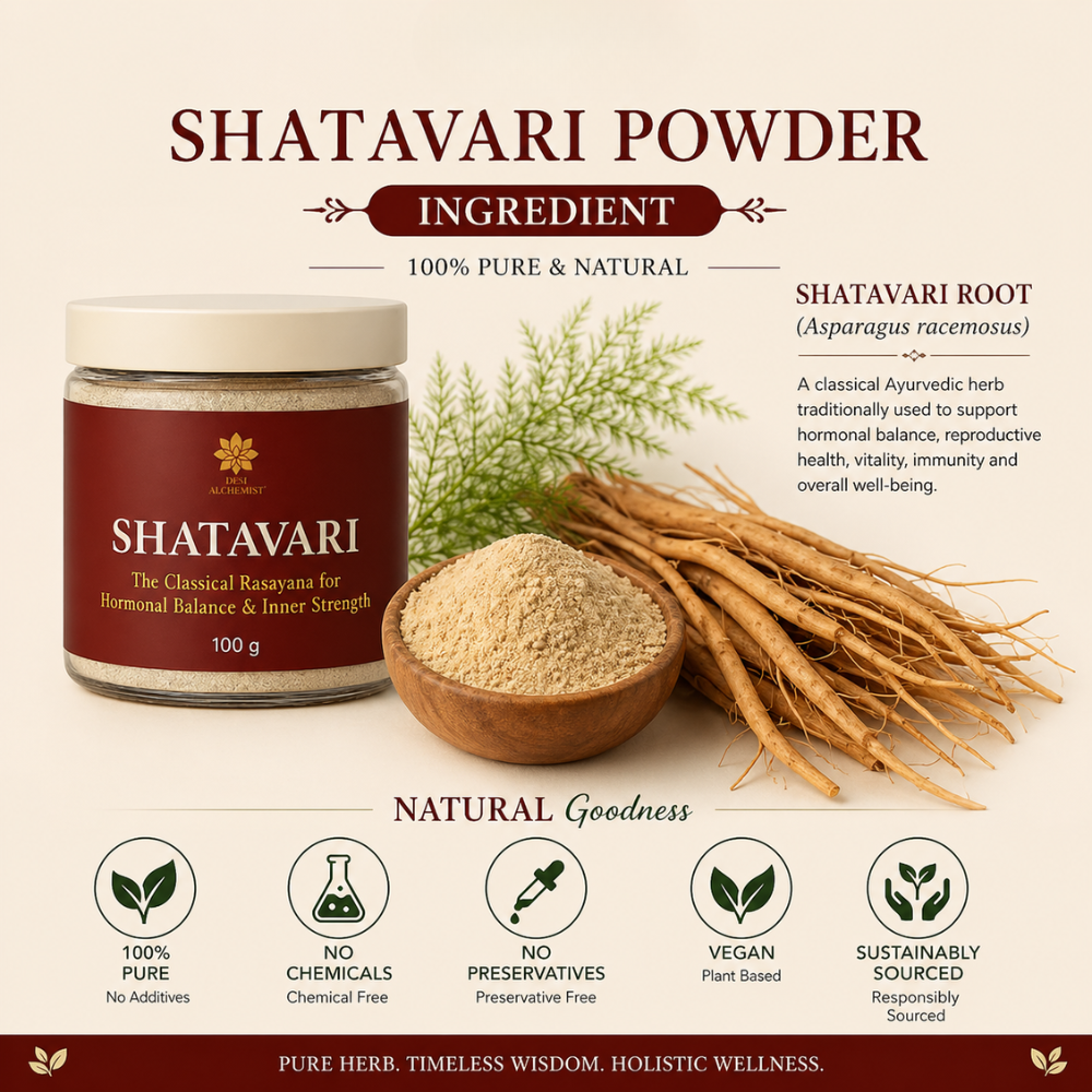 Shatavari Powder 100g | Pure Ayurvedic Rasayana for Hormonal Balance |