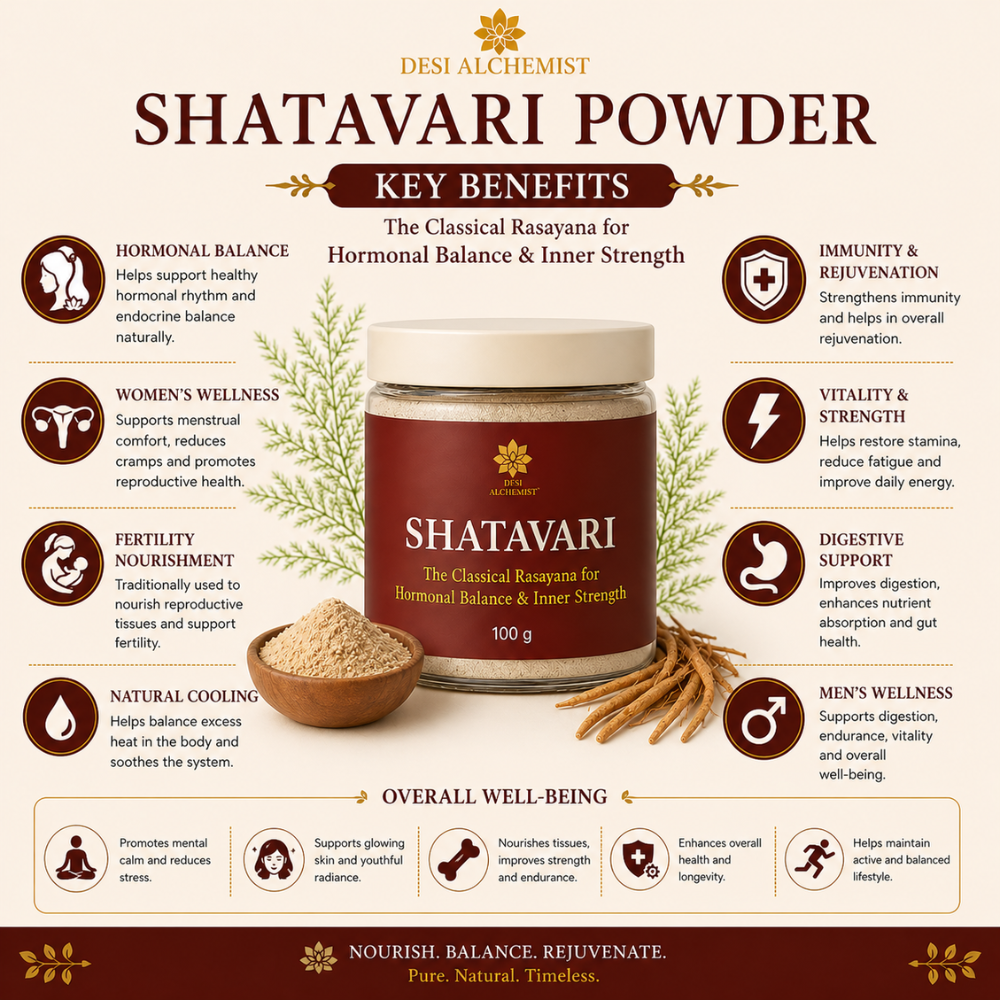 Shatavari Powder 100g | Pure Ayurvedic Rasayana for Hormonal Balance |