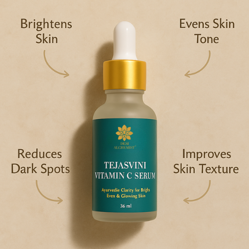 Tejasvini Vitamin C Serum – Brightening & Hydrating with Aloe Vera, Swarna Bhasma & Hyaluronic Acid (30ml)